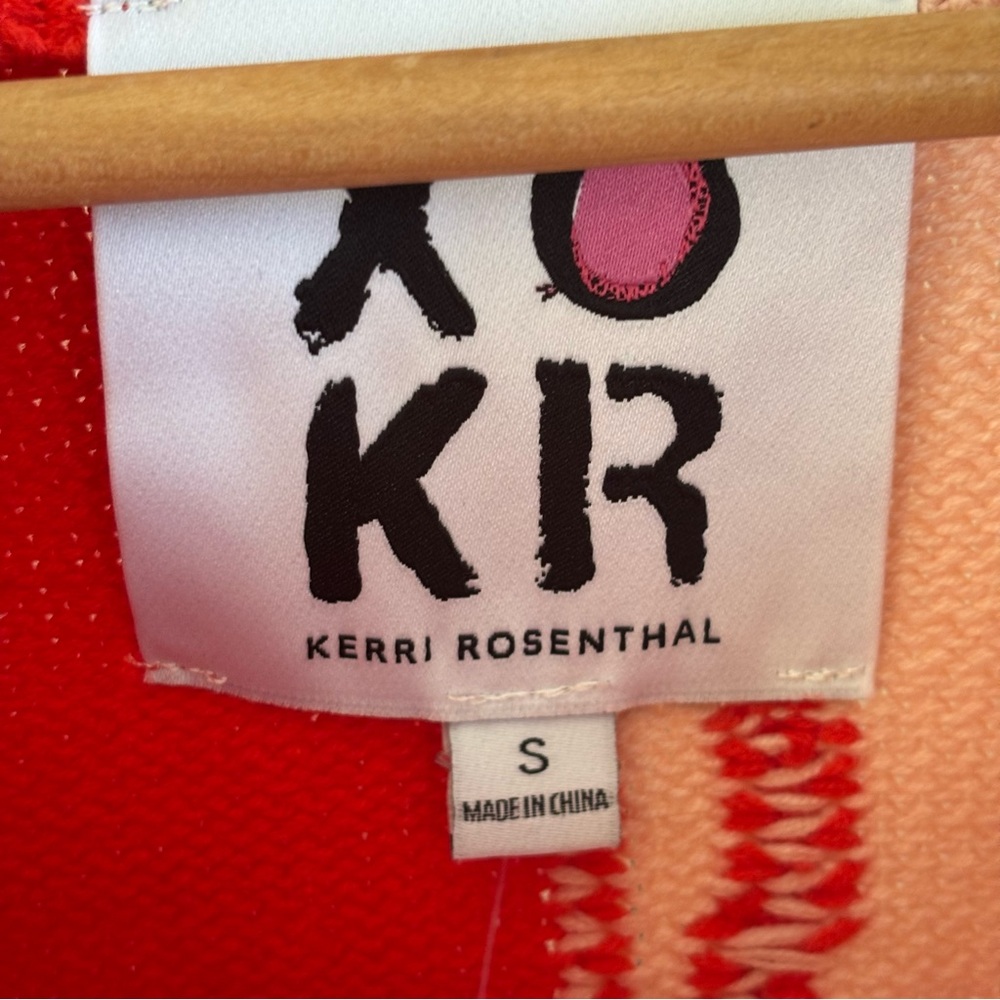 XOKR Kerri Rosenthal Women’s S Heart Colorblock V-Neck Knit Sweater Pullover NWT - Picture 4 of 11